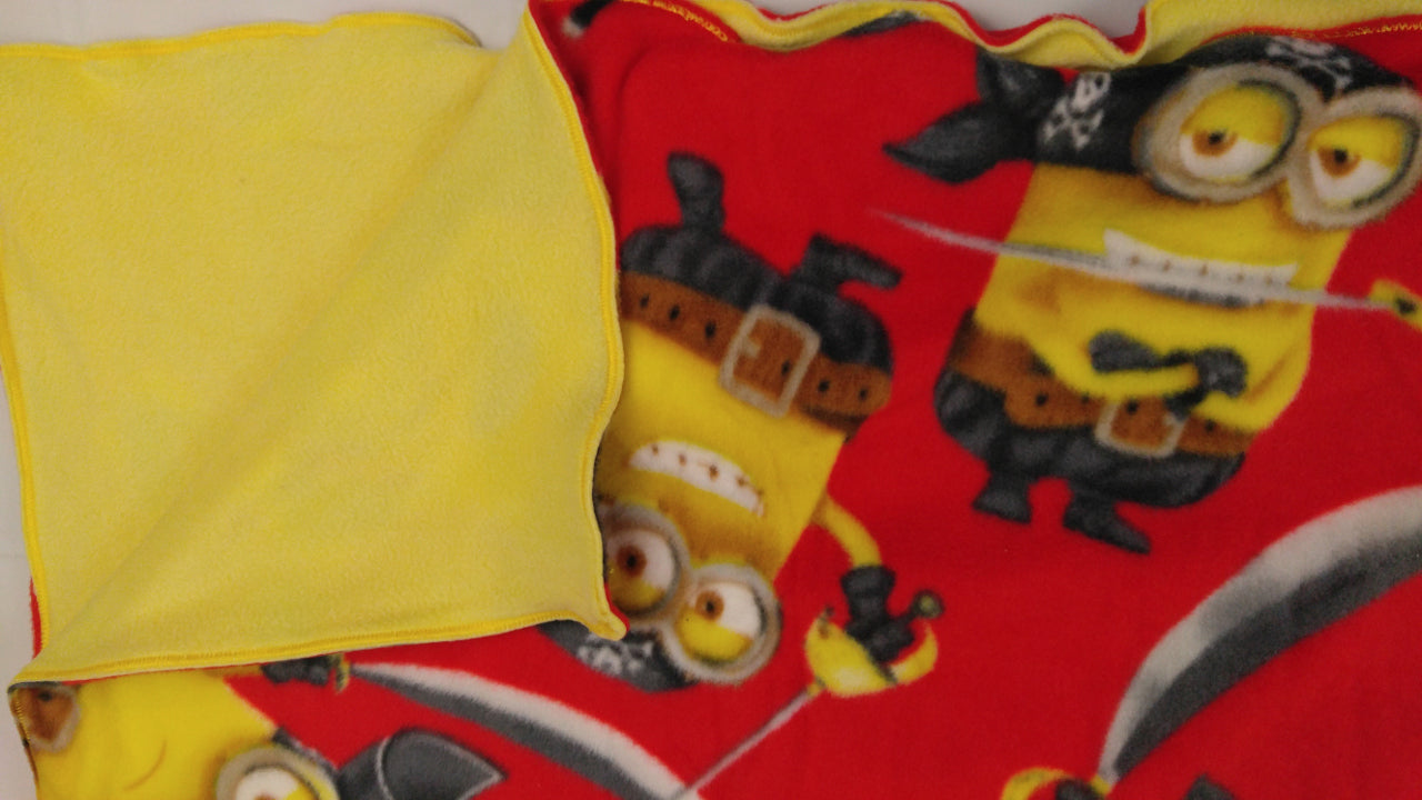 Toddler Blanket made with Minions (Pirates) fabric - Red / Yellow