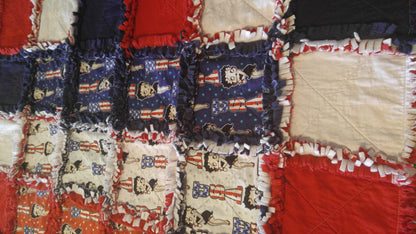 Rag Blanket made with Betty Boop fabric - Red / White / Blue