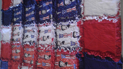 Rag Blanket made with Betty Boop fabric - Red / White / Blue
