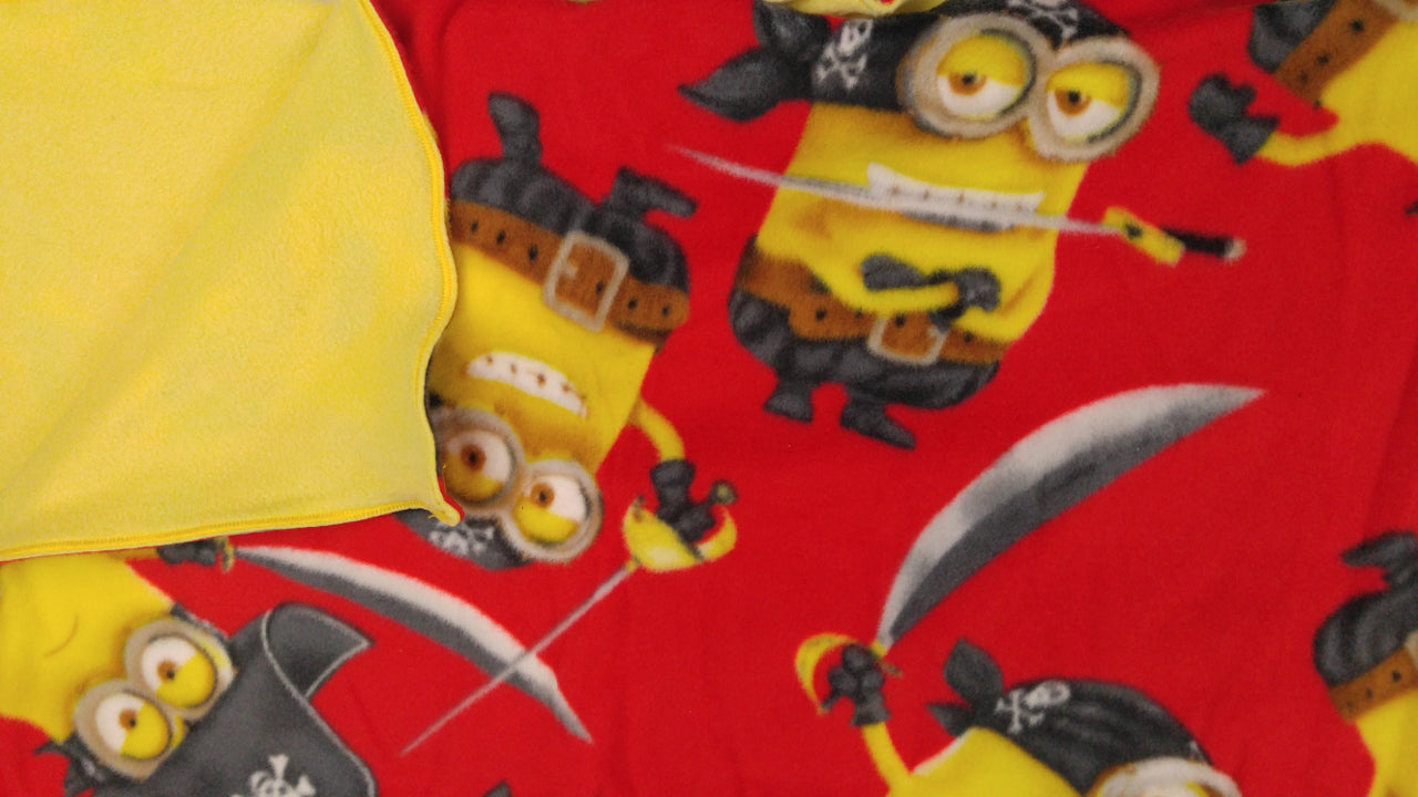 Toddler Blanket made with Minions (Pirates) fabric - Red / Yellow