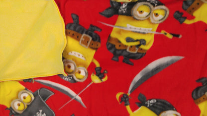 Toddler Blanket made with Minions (Pirates) fabric - Red / Yellow