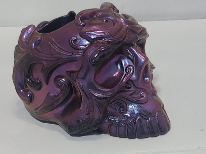 Makeup Brush Holder - Resin Skull